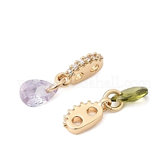 Brass 2-Loop Oval Spacer Bars with Teardrop Cubic Zirconia Tassel&nbsp;ZIRC-L106-01G
