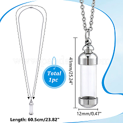 304 Stainless Steel with Clear Glass Cylinder Bottle Urn Ashes Pendant Necklaces&nbsp;NJEW-ME0001-26