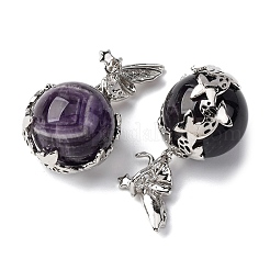 Natural Amethyst Round Pendants&nbsp;G-G207-01P-07