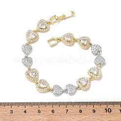 Heart Micro Pave Clear Cubic Zirconia Link Chain Bracelets for Women&nbsp;BJEW-C156-08B-GP