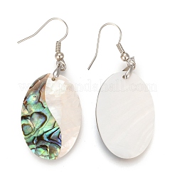 White Shell & Abalone Shell/Paua Shell Dangle Earrings&nbsp;EJEW-K081-03D