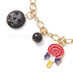 Halloween Theme Alloy Enamel Charm Bracelets for Women&nbsp;BJEW-JB12110-03