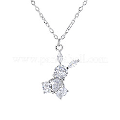 Brass Pave Clear Cubic Zirconia Rabbit Pendant Necklaces for Women&nbsp;WG4E031-01