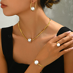 201 Stainless Steel Snake Bone Chain Bracelets & Earrings & Necklaces & Rings Sets&nbsp;RR0582
