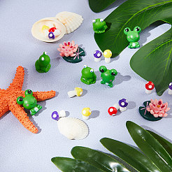 66Pcs 6 styles Resin Frog & Lotus & Mushroom Ornaments&nbsp;DJEW-GF0001-61