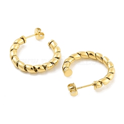 Ion Plating(IP) 304 Stainless Steel Twisted Half Hoop Stud Earrings for Women&nbsp;EJEW-C096-11G