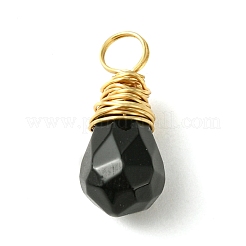 Natural & Synthetic Mixed Gemsotone Faceted Teardrop Charms with Eco-Friendly Copper Wire Wrapped&nbsp;PALLOY-JF02353-01