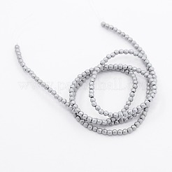 Frosted Electroplate Non-magnetic Synthetic Hematite Round Beads Strands&nbsp;G-N0014-2mm-20B