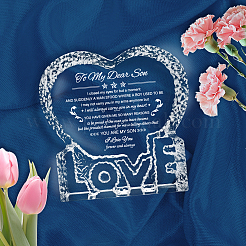 Heart with Word K9 Glass Figurines&nbsp;DJEW-WH0026-002