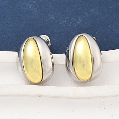 Brass Two Tone Stud Earrings for Women&nbsp;EJEW-U057-04G-B