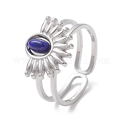 Natural White Jade & Amethyst & Lapis Lazuli & Tiger Eye 7 African Turquoise Finger Ring&nbsp;RJEW-JR00767-02