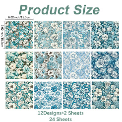 24Pcs 12 Styles Flower Theme Scrapbook Paper&nbsp;SCRA-DJ0001-05