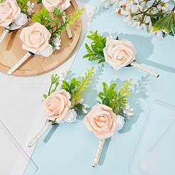 Silk Cloth Artificial Flower Boutonniere&nbsp;AJEW-DR0001-55C