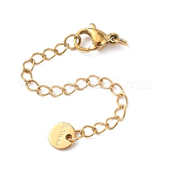 304 Stainless Steel Chain Extender with Flat Round Charms&nbsp;STAS-G383-05G