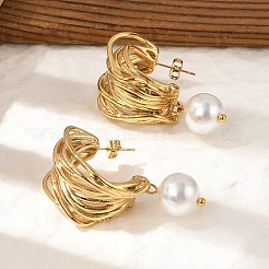 304 Stainless Steel C-Shaped Stud Earrings&nbsp;EJEW-M073-05G
