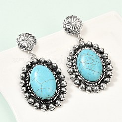 Alloy Synthetic Turquoise Dangle Stud Earrings&nbsp;EJEW-U053-01AS