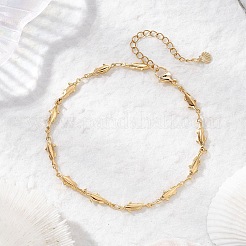 304 Stainless Steel and Brass  Fish Link Chains Anklets for Women&nbsp;AJEW-AN00758