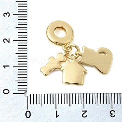 Brass Blue and Red Enamel European Dangle Charms&nbsp;KK-Z150-05G