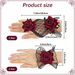 2 Pairs 2 Styles Rose Velvet Lace Gloves&nbsp;AJEW-GF0010-63
