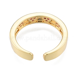 Magenta Cubic Zirconia Heart Open Cuff Ring&nbsp;RJEW-G261-16G