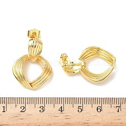 Rhombus Brass Dangle Stud Earrings&nbsp;EJEW-F389-02G