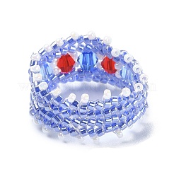 Glass Beaded Stretch Rings for Women&nbsp;RJEW-MZ00005
