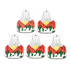 Single Face Printed Basswood Big Pendants&nbsp;WOOD-N006-197B