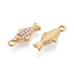 304 Stainless Steel and ABS Imitation Pearl Fish Charms&nbsp;STAS-T072-67G