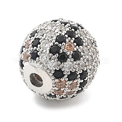 Brass Micro Pave Cubic Zirconia Beads&nbsp;KK-L228-11P