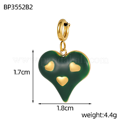 Heart Charms 304 Stainless Steel Enamel Pendants&nbsp;STAS-OY004-09G