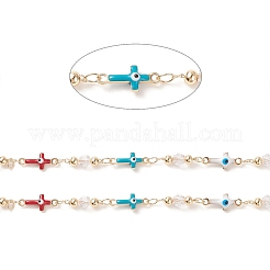 Brass Enamel Cross with Evil Eye Link Chains&nbsp;CHC-P009-16G