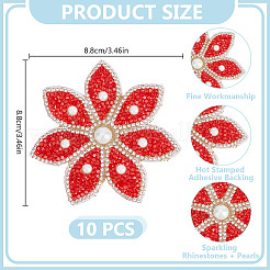 10Pcs Flower Shape Hotfix Rhinestone Appliques&nbsp;AJEW-DR0001-87B