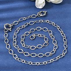 6MM 201 Stainless Steel Textured Horse Eye Link Chain Necklaces for Unisex&nbsp;NJEW-K302-19P