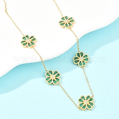 304 Stainless Steel with Resin Flower Link Chain Necklaces & Stud Earrings&nbsp;SJEW-Z005-02G-02