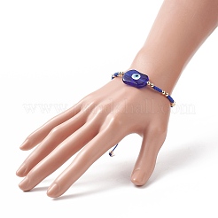 3Pcs 3 Color Evil Eye Lampwork & Glass Seed Braided Bead Bracelets Set for Women&nbsp;BJEW-JB09250