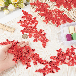 4 Pairs Leaves Polyester Embroidery Ornaments Accessories&nbsp;DIY-GF0013-66