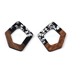 Opaque Resin & Walnut Wood Pendants&nbsp;RESI-N039-61B
