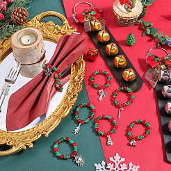 Christmas Theme Glass Beads Napkin Rings&nbsp;AJEW-SC00031