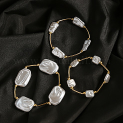 3Pcs 3 Styles Brass & Imitation Pearl Beaded Bracelets for Women&nbsp;FS-WGEC677-01
