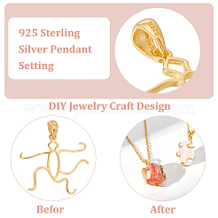 2Pcs 925 Sterling Silver Hollow Charm Cabochon Settings&nbsp;DIY-BC0010-02G
