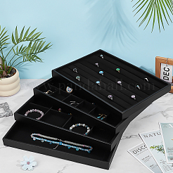 4Pcs 4 Styles Wood Covered with PU Leather Jewelry Display Trays for Earrings Rings Bracelets Necklaces&nbsp;ODIS-FG0002-12