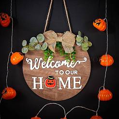 Natural MDF Board Door Hanging Decoration for Front Door Decoration&nbsp;HJEW-SZ0001-04