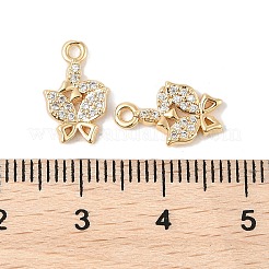 Brass Micro Pave Clear Cubic Zirconia Pendants&nbsp;KK-R219-10G