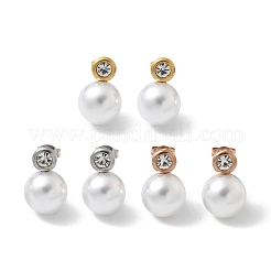 Ion Plating(IP) 304 Stainless Steel Round Stud Earrings&nbsp;EJEW-C099-17E