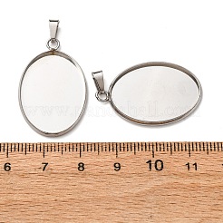 304 Stainless Steel Pendant Cabochon Settings&nbsp;STAS-D379-03C-P