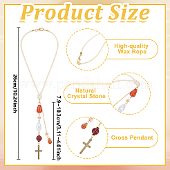 2Pcs Glass Bead & Natural Red Agate & Natural Carnelian & Alloy Car Pendant Decorations&nbsp;HJEW-DR00300