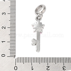 Rack Plating Alloy Light Rose Rhinestone European Dangle Charms&nbsp;PALLOY-S189-41P