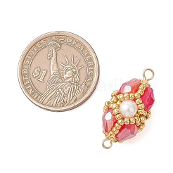 6Pcs 6 Colors Glass Beaded Oval Connector Charms&nbsp;PALLOY-MZ01233