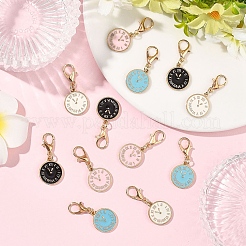 12Pcs 4 Style Alloy Enamel Clock Pendant Decorations&nbsp;HJEW-YW00259