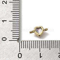 Rack Plating Brass Cubic Zirconia Heart Links Connector Charms&nbsp;KK-M014-01C-G
